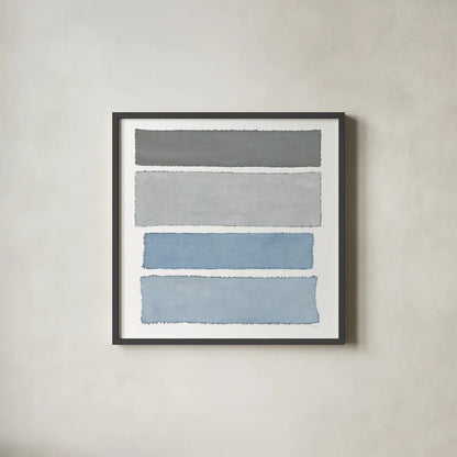 Painted Weaving I on White Sq by Piper Rhue. Shown in a sleek black glass frame for a contemporary gallery look. Available as an archival giclee rolled canvas, fine art paper, or poster print. SKU 32579a.