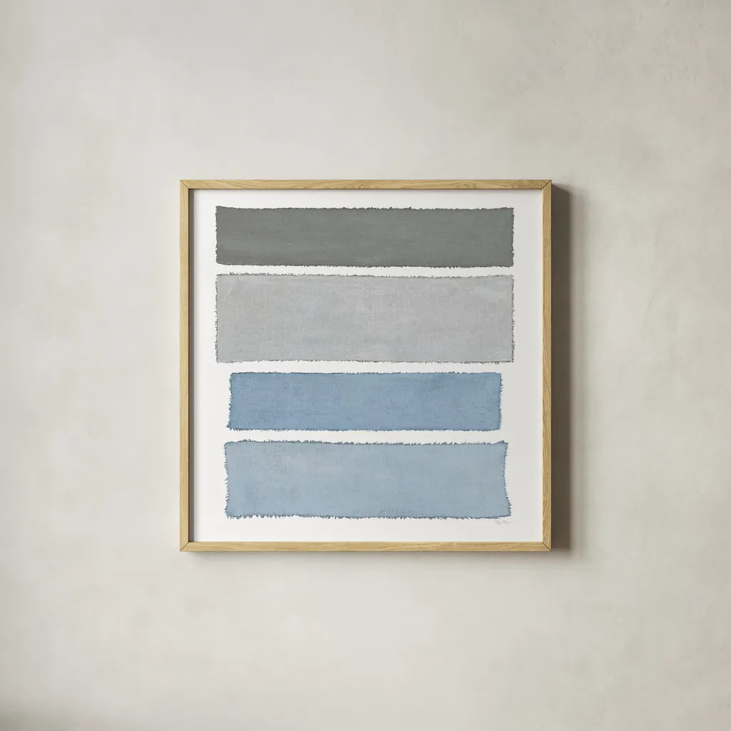 Painted Weaving I on White Sq by Piper Rhue. Shown in a natural wood glass frame for a timeless modern aesthetic. Available as an archival giclee rolled canvas, fine art paper, or poster print. SKU 32579a.