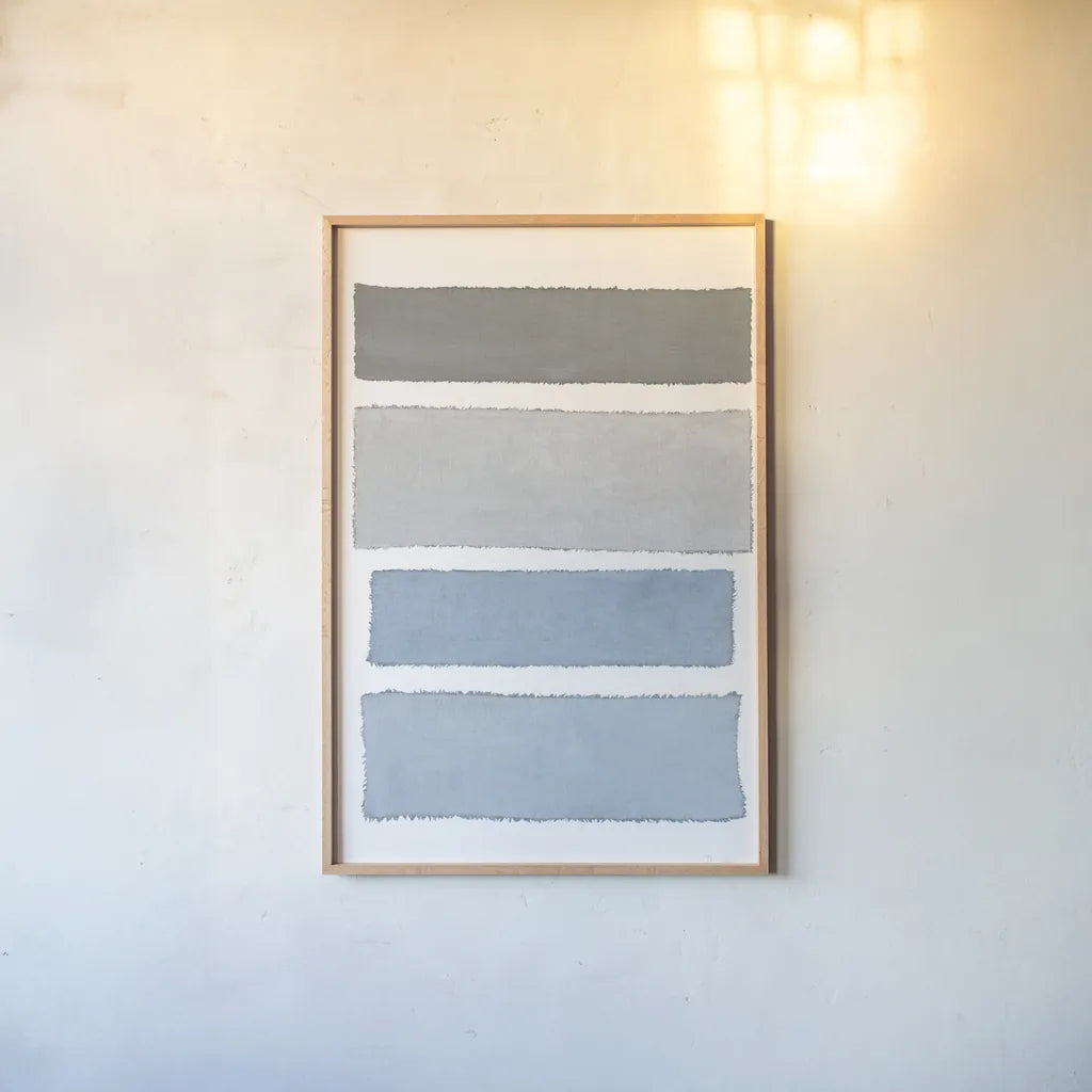Painted Weaving I on White v2 by Piper Rhue. shown as a paper print in a natural frame. Available as a archival giclee rolled canvas, fine art paper, or poster print. SKU 45439h.