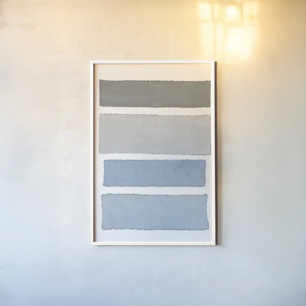 Painted Weaving I on White v2 by Piper Rhue. shown as a paper print in a white frame. Available as a archival giclee rolled canvas, fine art paper, or poster print. SKU 45439h.