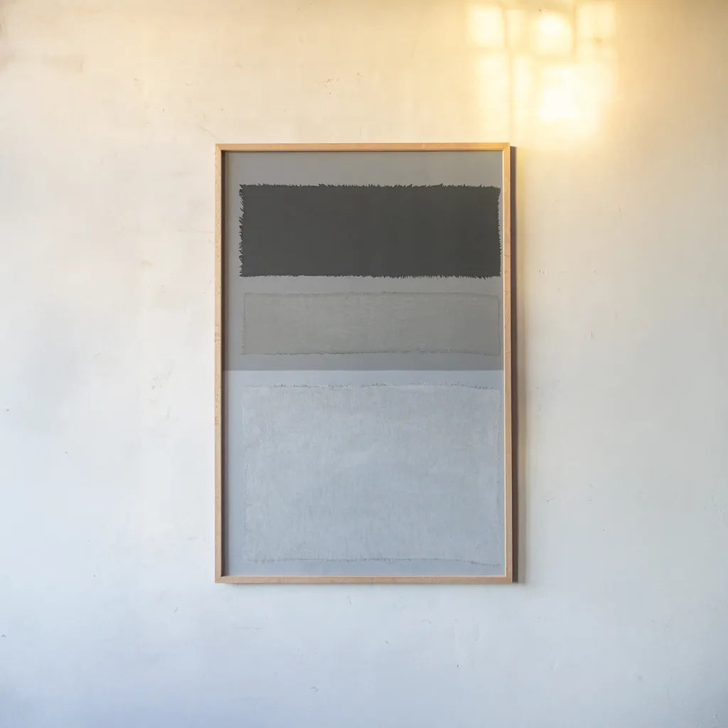 Painted Weaving II FB by Piper Rhue. shown as a paper print in a natural frame. Available as a archival giclee rolled canvas, fine art paper, or poster print. SKU 30729h.