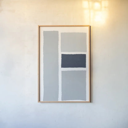 Painted Weaving III Gray by Piper Rhue. shown as a paper print in a natural frame. Available as a archival giclee rolled canvas, fine art paper, or poster print. SKU 66594h.