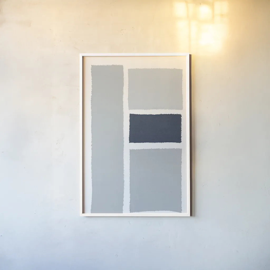 Painted Weaving III Gray by Piper Rhue. shown as a paper print in a white frame. Available as a archival giclee rolled canvas, fine art paper, or poster print. SKU 66594h.