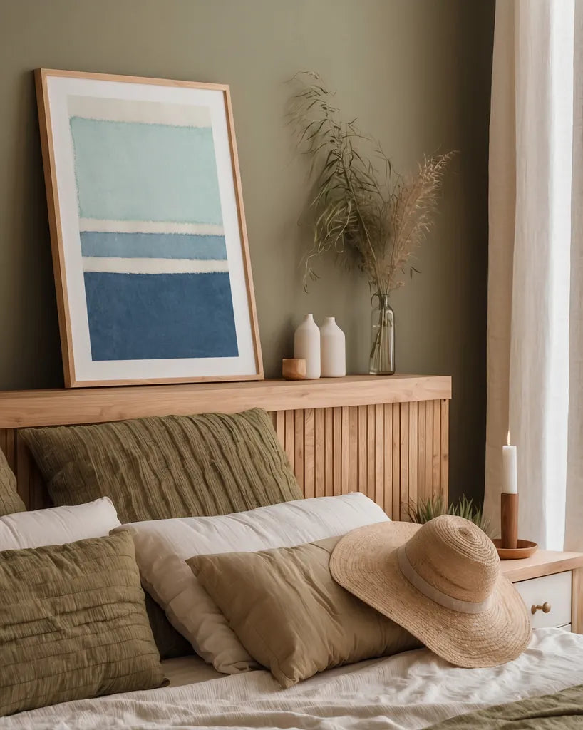 Painted Weaving V Crop by Piper Rhue. shown as a paper print in a natural frame. Available as a archival giclee rolled canvas, fine art paper, or poster print. SKU 30614h.