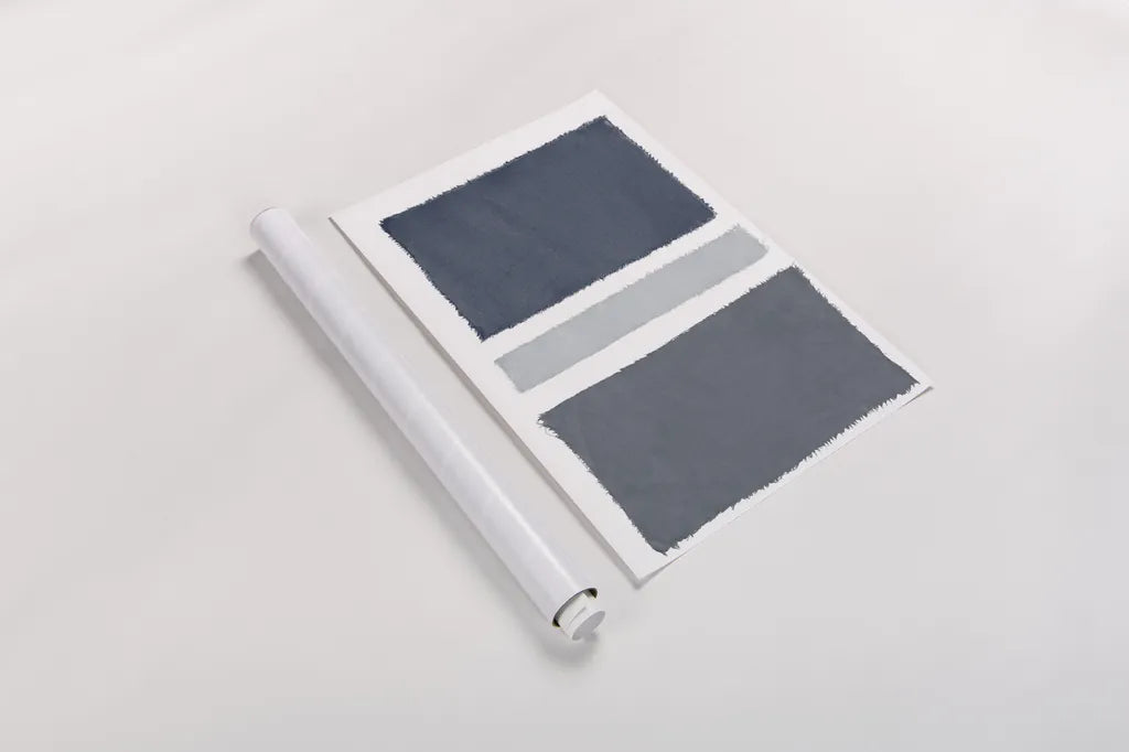 Painted Weaving V Gray by Piper Rhue. shown as a rolled paper print. Available as archival giclee rolled canvas, fine art paper, or poster print. SKU 66595h.