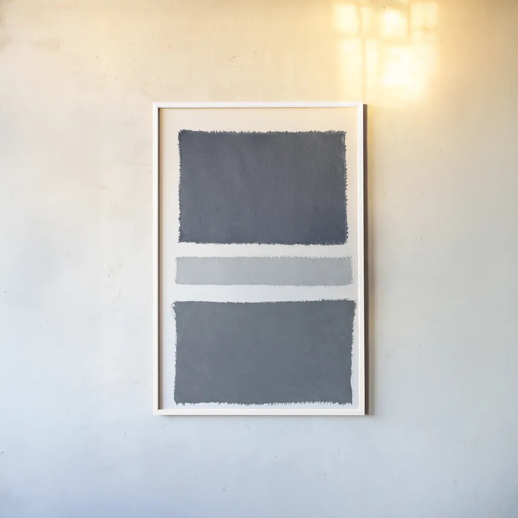 Painted Weaving V Gray by Piper Rhue. shown as a paper print in a white frame. Available as a archival giclee rolled canvas, fine art paper, or poster print. SKU 66595h.