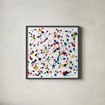 Party Lights by Piper Rhue. Shown in a sleek black glass frame for a contemporary gallery look. Available as an archival giclee rolled canvas, fine art paper, or poster print. SKU 30613a.