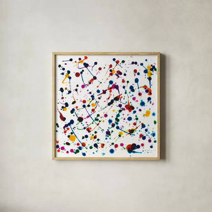 Party Lights by Piper Rhue. Shown in a natural wood glass frame for a timeless modern aesthetic. Available as an archival giclee rolled canvas, fine art paper, or poster print. SKU 30613a.