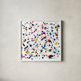 Party Lights by Piper Rhue. Shown in a crisp white glass frame for a clean and minimalist style. Available as an archival giclee rolled canvas, fine art paper, or poster print. SKU 30613a.