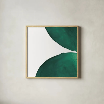 Pools of Green III by Piper Rhue. Shown in a natural wood glass frame for a timeless modern aesthetic. Available as an archival giclee rolled canvas, fine art paper, or poster print. SKU 67886a.