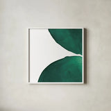 Pools of Green III by Piper Rhue. Shown in a crisp white glass frame for a clean and minimalist style. Available as an archival giclee rolled canvas, fine art paper, or poster print. SKU 67886a.