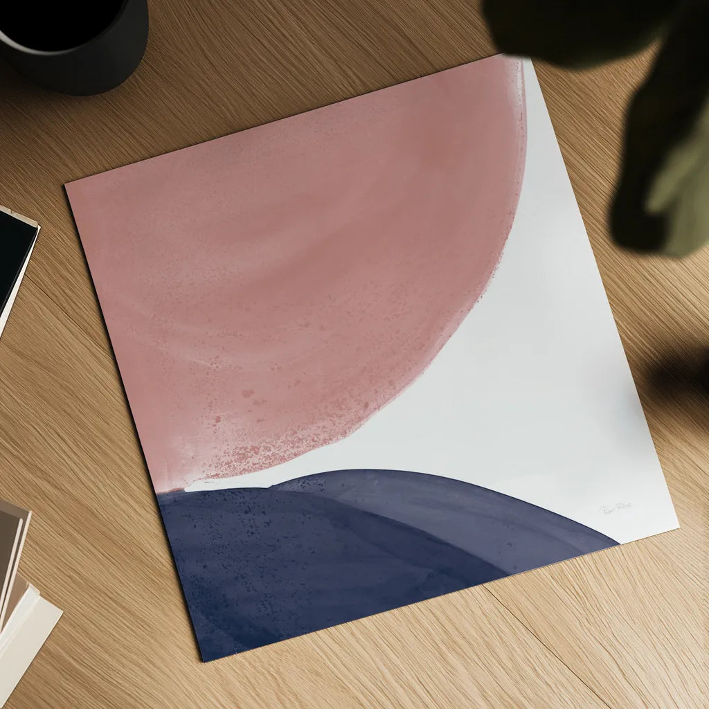 Pools of Navy Pink II by Piper Rhue. Shown as a detailed flat fine art print, highlighting archival giclee quality. Available as an archival giclee rolled canvas, fine art paper, or poster print. SKU 67887a.