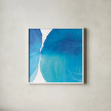 Pools of Turquoise I by Piper Rhue. Shown in a crisp white glass frame for a clean and minimalist style. Available as an archival giclee rolled canvas, fine art paper, or poster print. SKU 34929a.