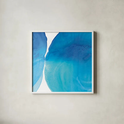 Pools of Turquoise I by Piper Rhue. Shown in a crisp white glass frame for a clean and minimalist style. Available as an archival giclee rolled canvas, fine art paper, or poster print. SKU 34929a.