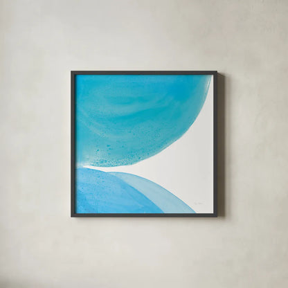 Pools of Turquoise II by Piper Rhue. Shown in a sleek black glass frame for a contemporary gallery look. Available as an archival giclee rolled canvas, fine art paper, or poster print. SKU 34930a.