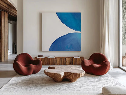 Pools of Turquoise III by Piper Rhue. Shown as extra-large giant wall art in a modern living room. Available as an archival giclee rolled canvas, fine art paper, or poster print. SKU 34931a.