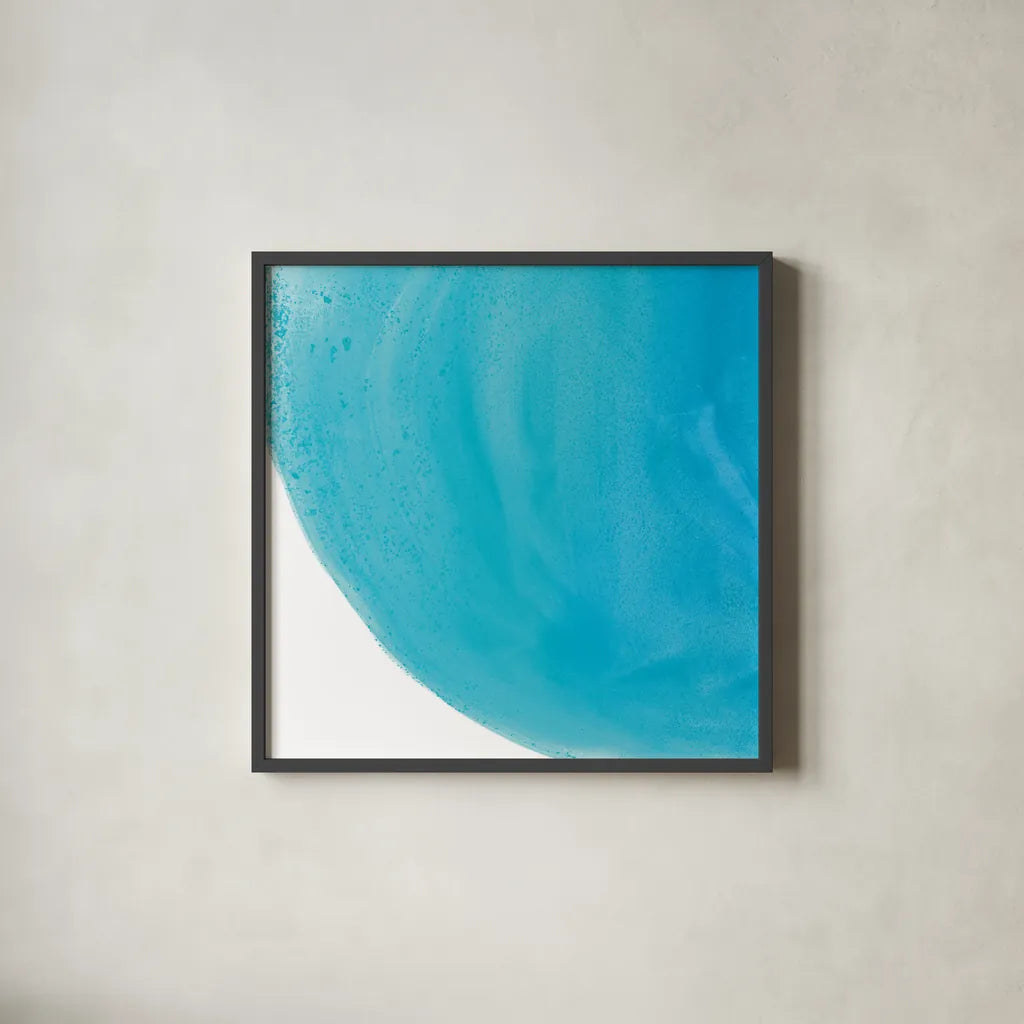 Pools of Turquoise IV by Piper Rhue. Shown in a sleek black glass frame for a contemporary gallery look. Available as an archival giclee rolled canvas, fine art paper, or poster print. SKU 34932a.