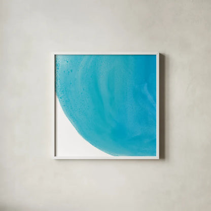 Pools of Turquoise IV by Piper Rhue. Shown in a crisp white glass frame for a clean and minimalist style. Available as an archival giclee rolled canvas, fine art paper, or poster print. SKU 34932a.