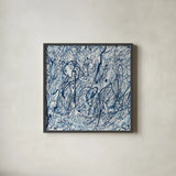 Shore Blues Crop by Piper Rhue. Shown in a sleek black glass frame for a contemporary gallery look. Available as an archival giclee rolled canvas, fine art paper, or poster print. SKU 30301a.