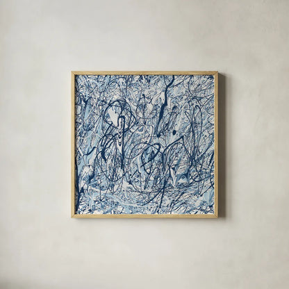 Shore Blues Crop by Piper Rhue. Shown in a natural wood glass frame for a timeless modern aesthetic. Available as an archival giclee rolled canvas, fine art paper, or poster print. SKU 30301a.