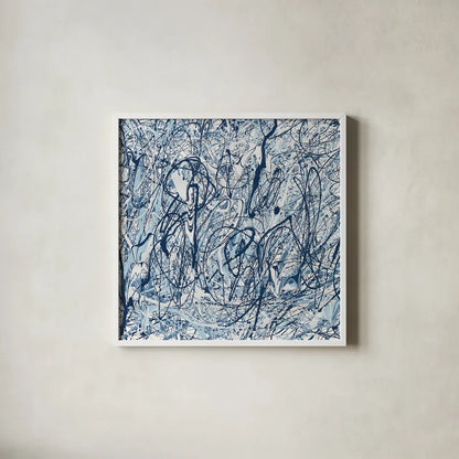 Shore Blues Crop by Piper Rhue. Shown in a crisp white glass frame for a clean and minimalist style. Available as an archival giclee rolled canvas, fine art paper, or poster print. SKU 30301a.