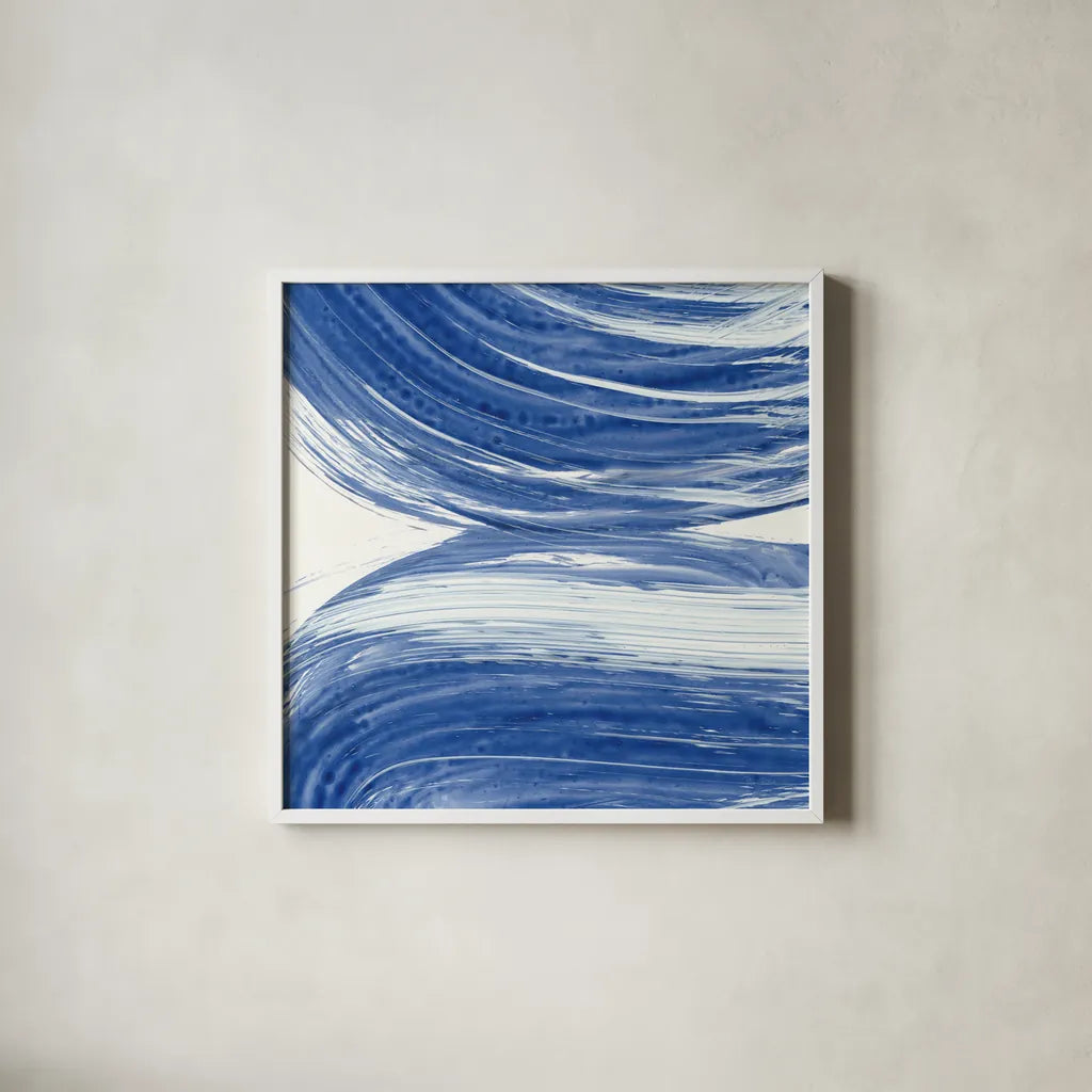 Swirl II by Piper Rhue. Shown in a crisp white glass frame for a clean and minimalist style. Available as an archival giclee rolled canvas, fine art paper, or poster print. SKU 32793a.