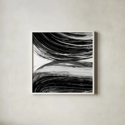 Swirl II BW by Piper Rhue. Shown in a crisp white glass frame for a clean and minimalist style. Available as an archival giclee rolled canvas, fine art paper, or poster print. SKU 86082a.