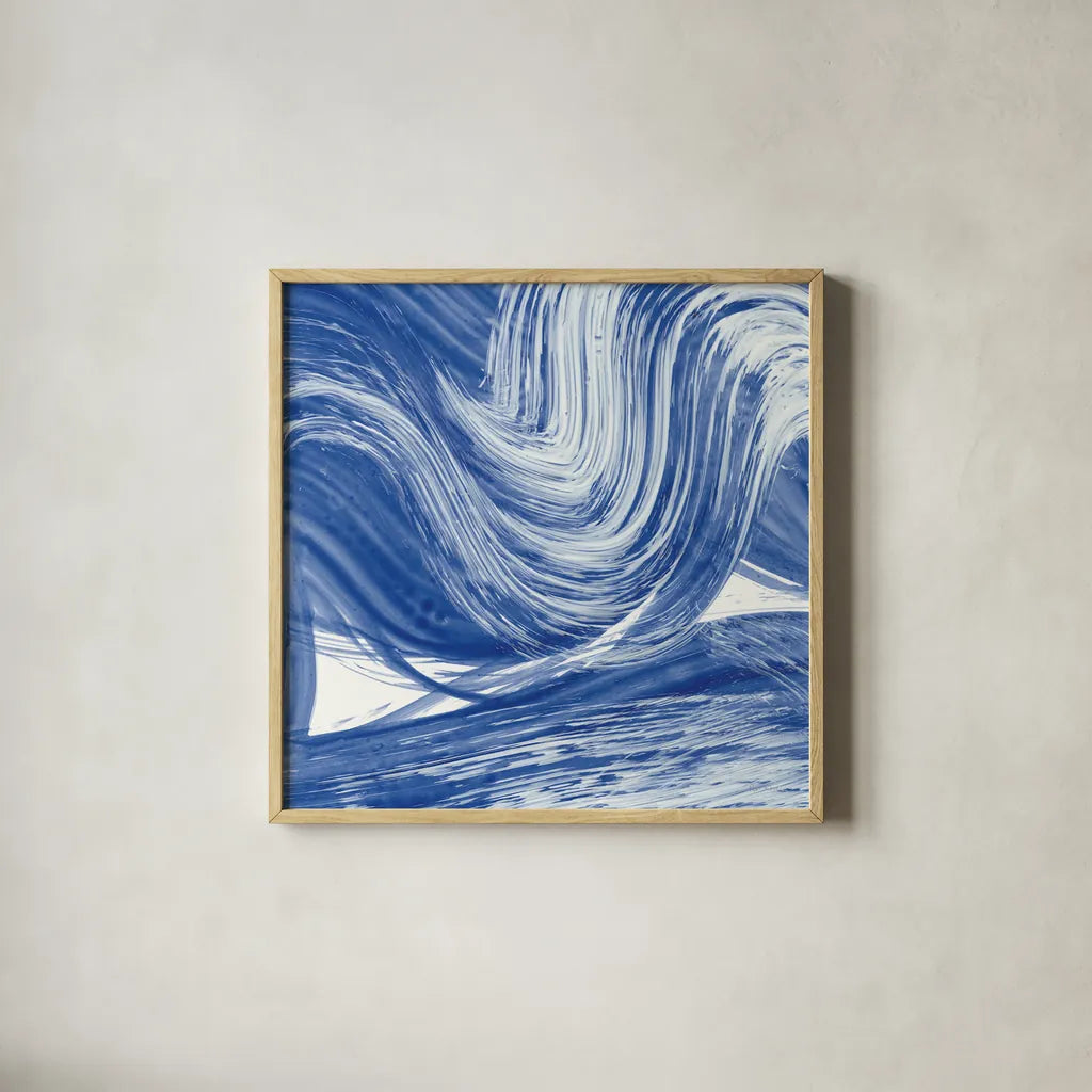 Swirl III by Piper Rhue. Shown in a natural wood glass frame for a timeless modern aesthetic. Available as an archival giclee rolled canvas, fine art paper, or poster print. SKU 34504a.
