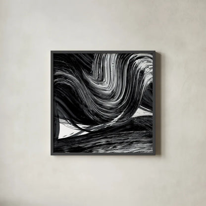 Swirl III BW by Piper Rhue. Shown in a sleek black glass frame for a contemporary gallery look. Available as an archival giclee rolled canvas, fine art paper, or poster print. SKU 86083a.