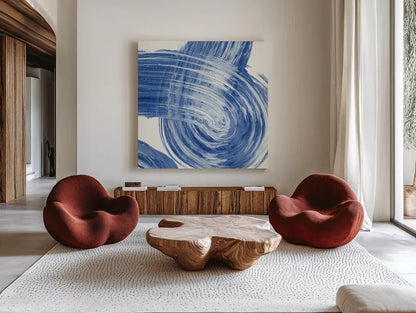 Swirl IV by Piper Rhue. Shown as extra-large giant wall art in a modern living room. Available as an archival giclee rolled canvas, fine art paper, or poster print. SKU 34505a.