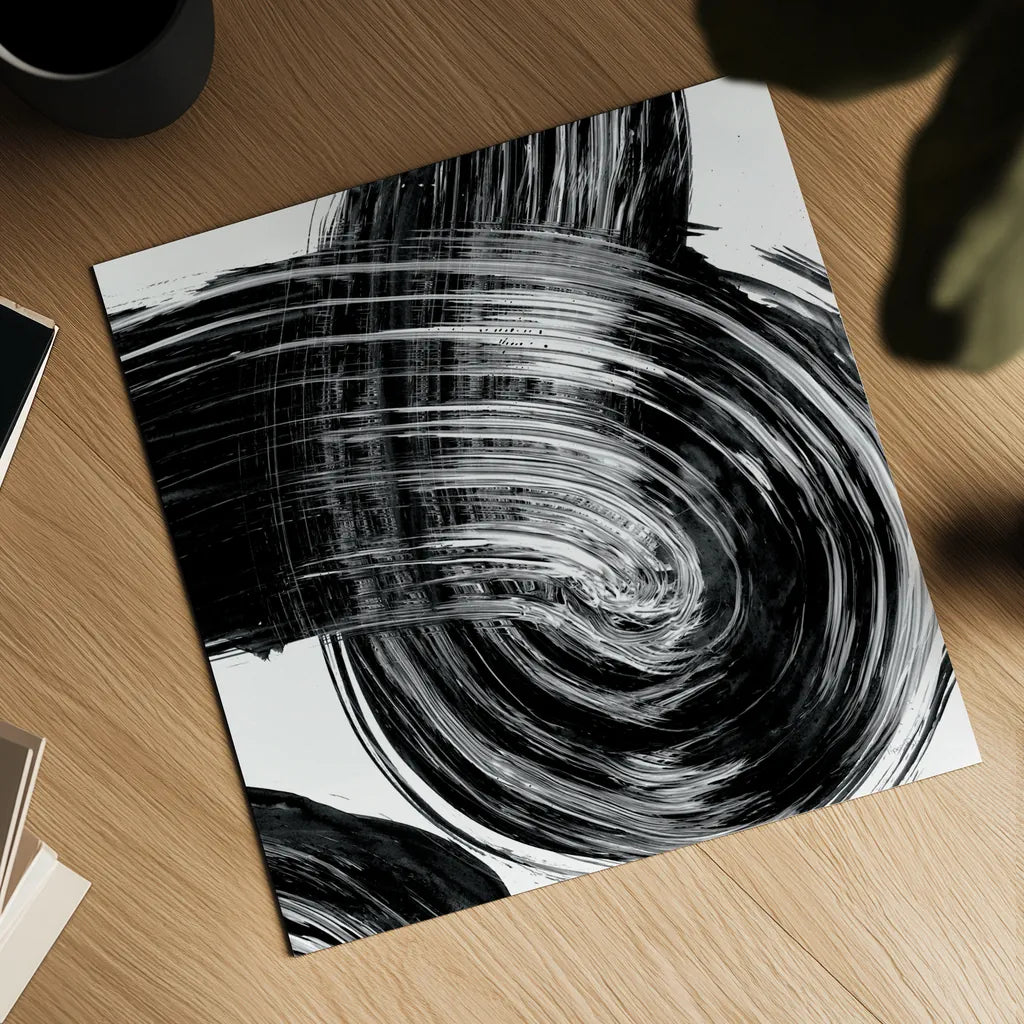 Swirl IV BW by Piper Rhue. Shown as a detailed flat fine art print, highlighting archival giclee quality. Available as an archival giclee rolled canvas, fine art paper, or poster print. SKU 86084a.