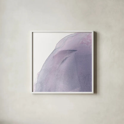 Swish of Magenta I by Piper Rhue. Shown in a crisp white glass frame for a clean and minimalist style. Available as an archival giclee rolled canvas, fine art paper, or poster print. SKU 34926a.