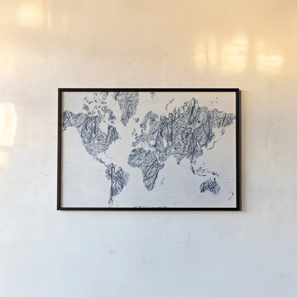 World on a String by Piper Rhue. shown as a paper print in a black flame. Available as a archival giclee rolled canvas, fine art paper, or poster print. SKU 30568i.