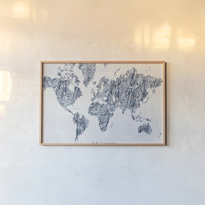 World on a String by Piper Rhue. shown as a paper print in a natural frame. Available as a archival giclee rolled canvas, fine art paper, or poster print. SKU 30568i.