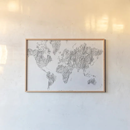 World on a String Neutral by Piper Rhue. shown as a paper print in a natural frame. Available as a archival giclee rolled canvas, fine art paper, or poster print. SKU 38804i.