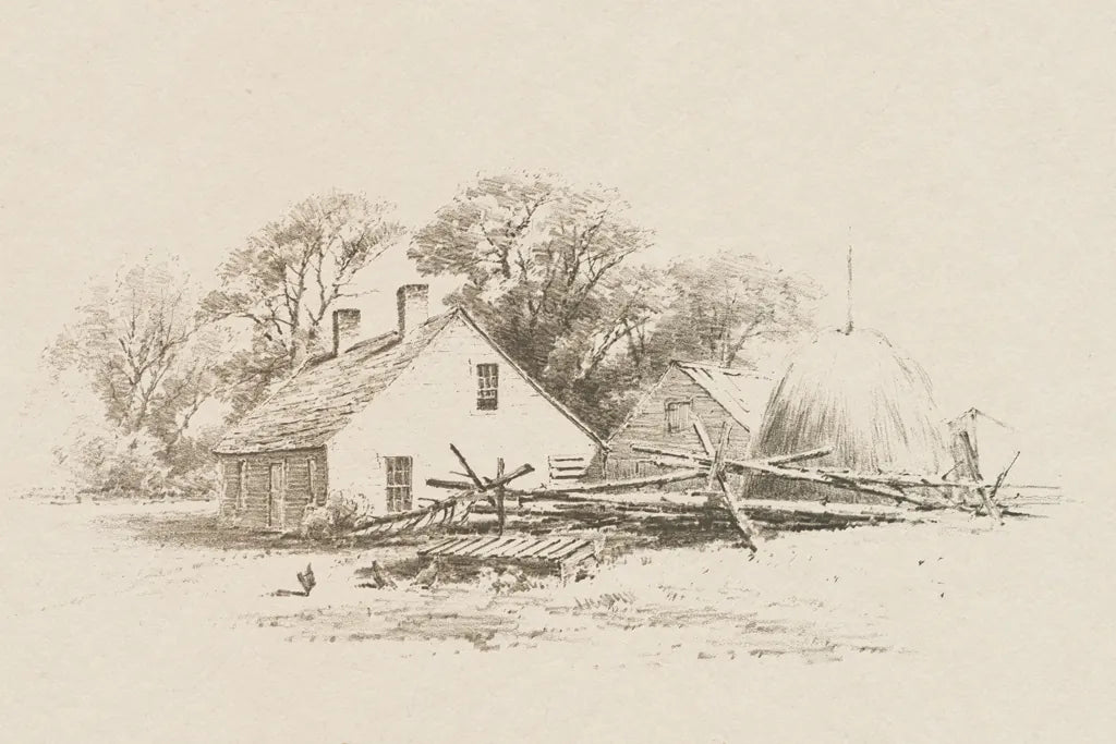 Cottage Pencil Drawing II by Public Domain. SKU 96285i. Archival Giclee Fine art print for wall decor.
