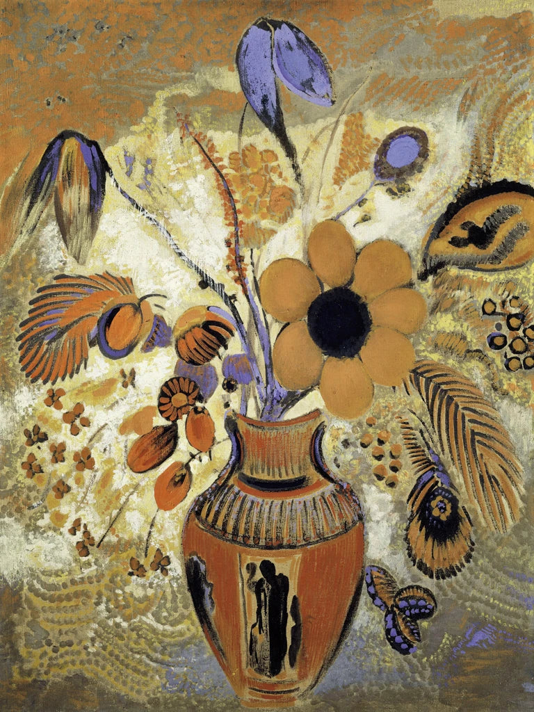 Etruscan Vase with Flowers by Public Domain