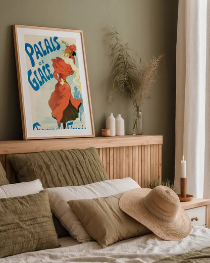 Palais de Glace Champs Elysees by Public Domain. shown as a paper print in a natural frame. Available as a archival giclee rolled canvas, fine art paper, or poster print. SKU 97249h.