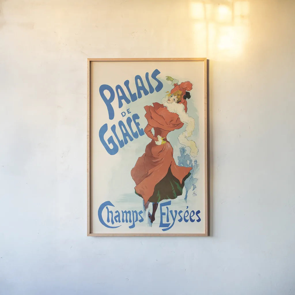 Palais de Glace Champs Elysees by Public Domain. shown as a paper print in a natural frame. Available as a archival giclee rolled canvas, fine art paper, or poster print. SKU 97249h.