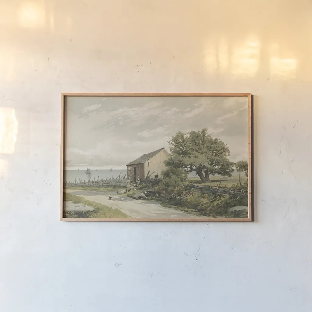 Road to the Shore by Public Domain. shown as a paper print in a natural frame. Available as a archival giclee rolled canvas, fine art paper, or poster print. SKU 96283i.