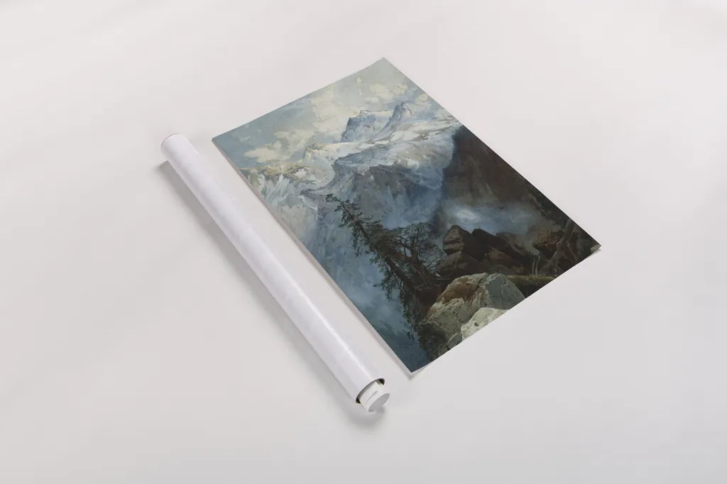 Summit of the Sierras by Public Domain. shown as a rolled paper print. Available as archival giclee rolled canvas, fine art paper, or poster print. SKU 95541h.