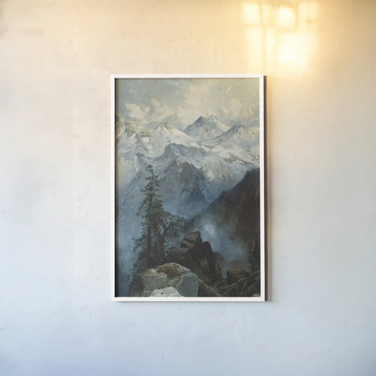 Summit of the Sierras by Public Domain. shown as a paper print in a white frame. Available as a archival giclee rolled canvas, fine art paper, or poster print. SKU 95541h.