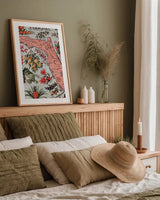 Vintage Florida Botanical Map by Public Domain. shown as a paper print in a natural frame. Available as a archival giclee rolled canvas, fine art paper, or poster print. SKU 94631h.