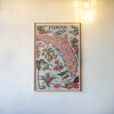 Vintage Florida Botanical Map by Public Domain. shown as a paper print in a natural frame. Available as a archival giclee rolled canvas, fine art paper, or poster print. SKU 94631h.