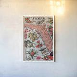 Vintage Florida Botanical Map by Public Domain. shown as a paper print in a white frame. Available as a archival giclee rolled canvas, fine art paper, or poster print. SKU 94631h.