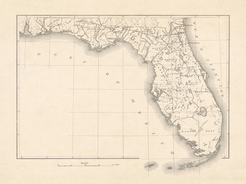 Vintage Florida Map by Public Domain