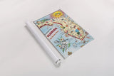 Vintage Florida Travel Map by Public Domain. shown as a rolled paper print. Available as archival giclee rolled canvas, fine art paper, or poster print. SKU 94632h.