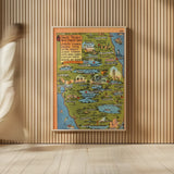 Vintage South Florida Map by Public Domain. shown as over sized large wall art. Available as an archival giclee rolled canvas, fine art paper, or poster print. SKU 94633h.