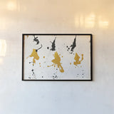 Abstract Background V Gold and Black by Roque Silva. shown as a paper print in a black flame. Available as a archival giclee rolled canvas, fine art paper, or poster print. SKU 22752i.