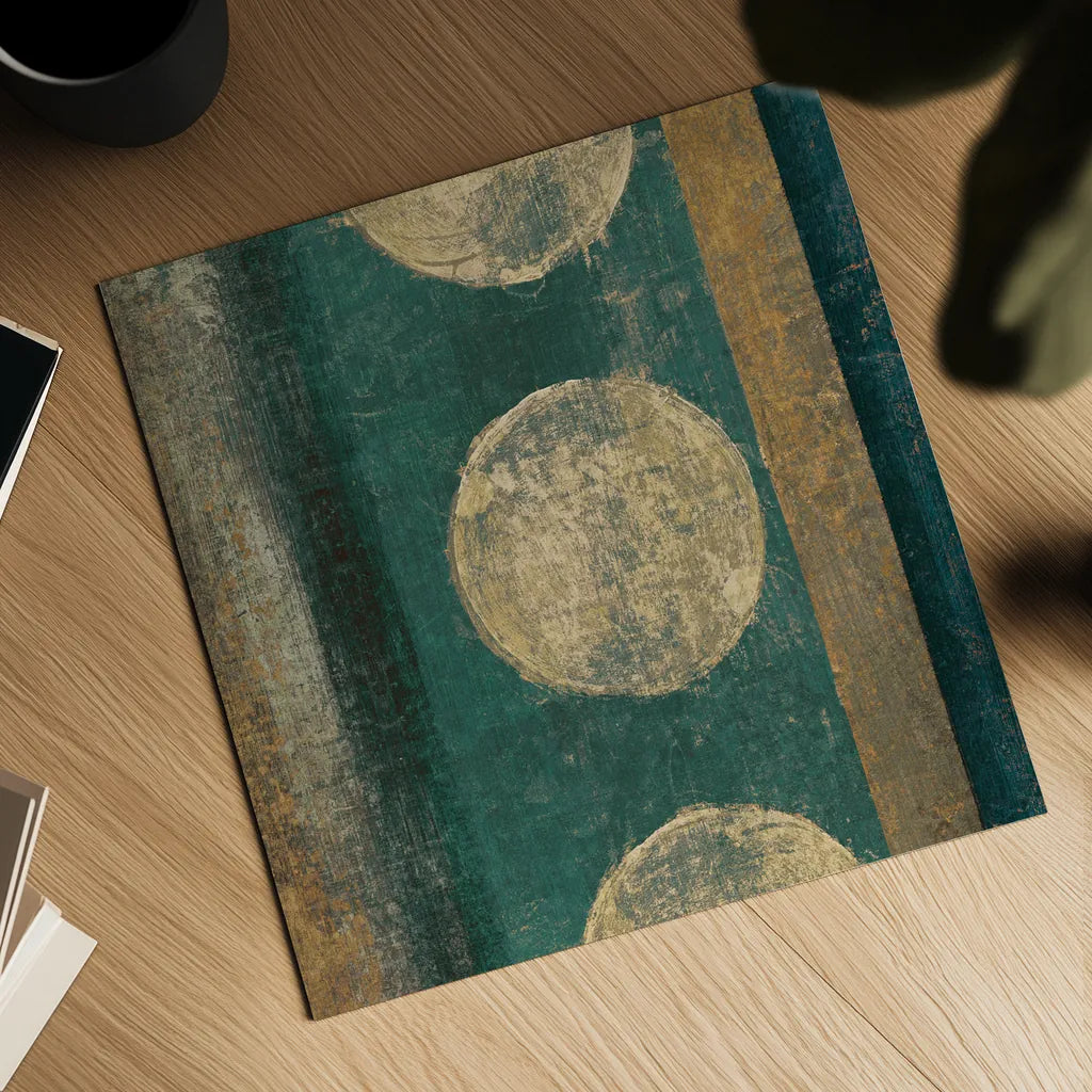 Bora Blue Square I by Roque Silva. Shown as a detailed flat fine art print, highlighting archival giclee quality. Available as an archival giclee rolled canvas, fine art paper, or poster print. SKU 42454a.